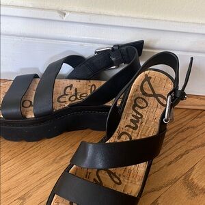 Sam Edelman Black Platform Sandals with Adjustable Straps
